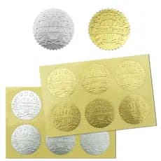Ouro ouro folha de alumínio excelente emblema adesivo ouro aço selo adesivo certificado selo decorativo fita vermelha ca