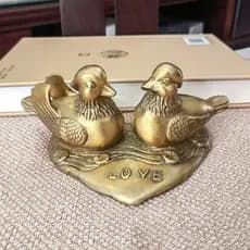 Cobre puro pato mandarim jogando ornamentos de água par casa quarto belas bênçãos presentes de casamento decoração de ca