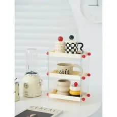 Prateleira multicamadas de mesa, suporte de copo acrílico, penteadeira, cosméticos, prateleira de armazenamento multifun