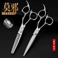 Tesoura de barbeiro genuína Firesmith Moxie corte plano sem costura corte de dentes cabeleireiro salão de beleza conjunt