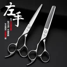 Tesoura de cabeleireiro profissional para canhotos, salão de cabeleireiro dedicado, sem costura, desbaste de dentes, cor