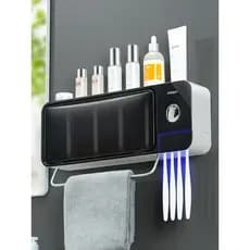 Esterilizador de escova de dentes inteligente esterilização ultravioleta elétrica montada na parede prateleira sem perfu