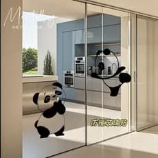 Bonito pequeno Panda cozinha adesivo de vidro casa sala de estar sala de jantar texto criativo porta deslizante Anti-col