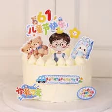 Decoração de bolo de aniversário para dia das crianças, qualidade alimentar, desenho animado, urso, menino, cartão de in