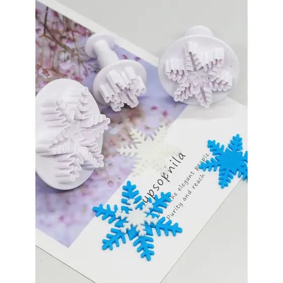 Molde de imprensa de floco de neve bolo cozimento molde de Silicone Fondant botão de Chocolate estrela de cinco pontas f