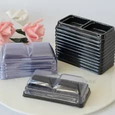 Caixa de bolha de torta de ovo com fundo preto de dois compartimentos Xuemei Niang Caixa de pastelaria de gema de ovo de