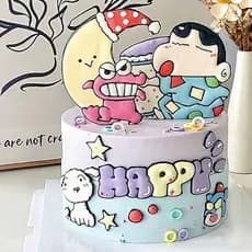 Influenciador bidimensional Crayon Shin-Chan bolo decoração ornamentos dos desenhos animados coelho festa chapéu lua noi