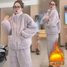 2026 Novo Estilo 2026 Pijama de Gola Alta Sazonal Homewear Terno Engrossado Gola Alta Pode Usar Fora Camisola de Casa Fe