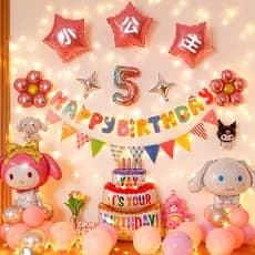 Melodia tema menina 3o aniversário decoração cena decoração Kuromi balão festa fundo parede vestir-se