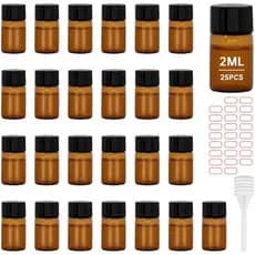 50 Unidades Âmbar 2ML Mini Frascos De Vidro Óleo Essencial Transparentes Recipientes Vazios De Amostra Cosmética Com Tam