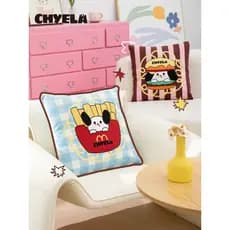 Bonito hambúrguer batatas fritas quadrado travesseiro quarto cama travesseiro de alto valor sala estar travesseiro almof
