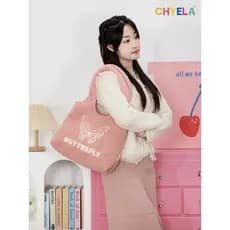 Novo estilo outono inverno bordado borboleta cordeiro velo saco grande capacidade sacola feminina High-End pelúcia simpl