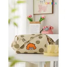 Caiyilai x rosto fedorento feminino Workman japonês bolinhas Crossbody bolsa de lona All-Match um ombro axilas saco Retr