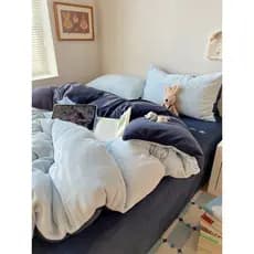 Estilo coreano Blogger estilo inverno leite veludo cama conjunto de quatro peças dupla cor sólida mais veludo 1.5m lenço
