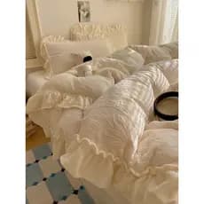 Tulipa esculpida dupla face leite veludo cama conjunto de quatro peças inverno velo quente rendas colcha capa lençol con
