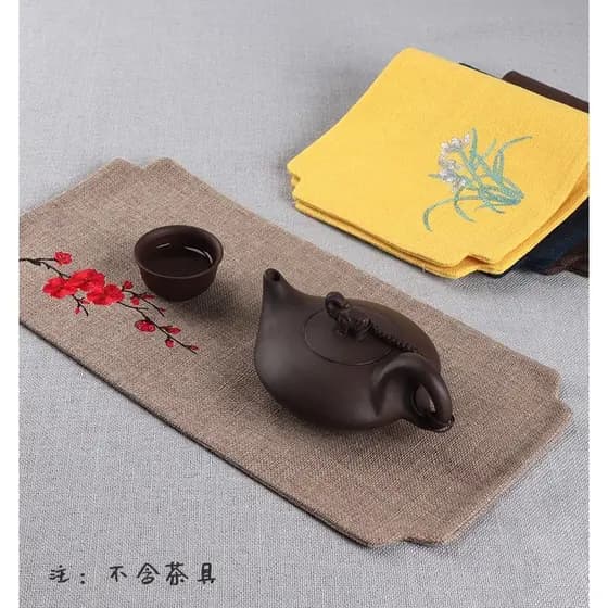 Novo estilo chinês tecido de mesa de chá bordado tamanho pequeno tapete de água de chá bandeira de mesa Zen almofada peq