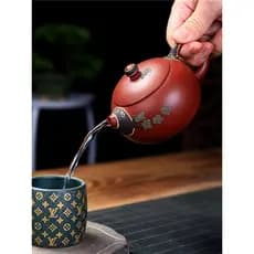 Zisha bule Dahongpao pinho agulha Xishi bule esculpido à mão lama pintado conjunto de chá fabricante estilo chinês bule