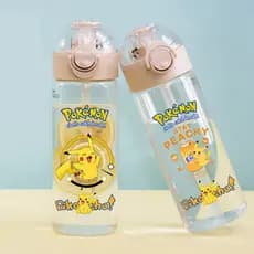 Copo de água Pikachu Xiaozhi Pokémon crianças estudante copo de palha de plástico feminino portátil garrafa de água de g
