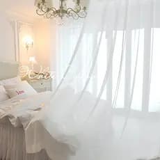 Cortina de gaze branca Cortina de gaze Transparente Impervível Quarto Varanda Tela de janela Blackout Chiffon Areia bran