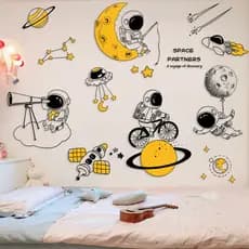 Astronauta astronauta espaço Odyssey universo adesivos pintados à mão tecnologia quarto das crianças cabeceira decoração