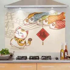 Adesivo à prova de óleo de cozinha, fogão autoadesivo, resistente a altas temperaturas, à prova d'água, estilo japonês,