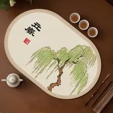 Mesa de chá antiga chinesa tapete de mesa de chá de couro à prova d'água Antifouling mesa de chá isolamento térmico toal