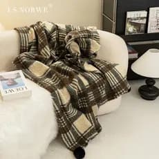 Cobertor estilo britânico Retro xadrez Cashmere velo cobertor Nap ar condicionado cobertor xale sofá cobertor de cabecei