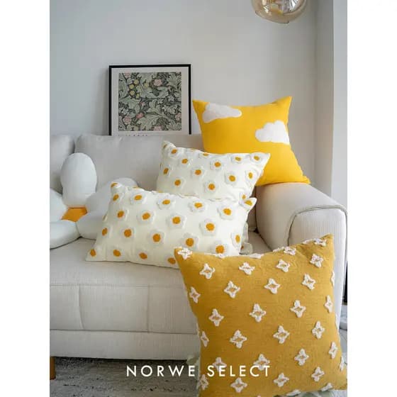 Travesseiro estilo ins fronha nórdico sala de estar sofá encosto flor travesseiro lombar removível lavável travesseiro a