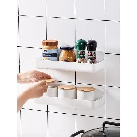 Zona confortável suprimentos de cozinha Rack sem perfuração plástico tempero Jar dreno fixado na parede armazenamento mu