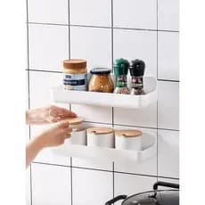 Zona confortável suprimentos de cozinha Rack sem perfuração plástico tempero Jar dreno fixado na parede armazenamento mu