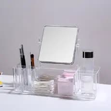 Zona confortável caixa de armazenamento de cosméticos beleza espelho penteadeira Desktop produtos de cuidados com a pele