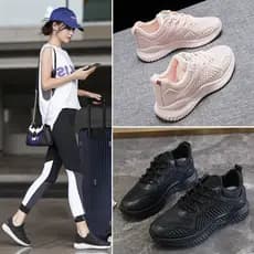 Sapatos esportivos femininos malha tênis de corrida primavera leve sola macia absorção de choque estudante sapatos de tr