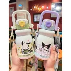 Sanrio Kuromi copo térmico infantil meninas copo de canudo duplo de alto valor estudantes escola garrafa de água especia