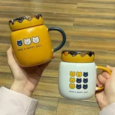 Copo de cerâmica japonês com tampa de vedação, copo de água para escritório em casa, tendência criativa, caneca de casal