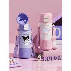 Copo de água para estudantes Sanrio Kuromi Copo térmico de alto valor 2024 Novo estilo duplo para beber 316 Copo de palh