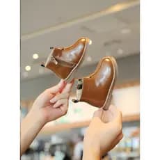 Outono novo estilo crianças Martin botas meninas botas curtas forro botas de algodão sola macia sapatos de couro sapatos