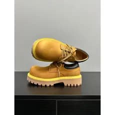 [Baba Xiansen] Sapatos masculinos de couro casuais de sola grossa, bico grande, Derby, camada de couro, botas ruibarbo,
