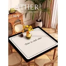 Tapete de mesa quadrado para sala de estar, mesa de café, novo estilo, couro de alta qualidade, descartável, à prova de