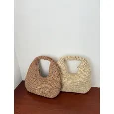 Bolsa de praia de palha com Design de nicho, bolsa de nuvem boêmia oca com bolsa interna, bolsa de férias à beira-mar