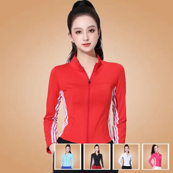 Haomiao Jiaxin roupas de dança quadrada feminina primavera outono novo estilo de secagem rápida manga comprida topo moda