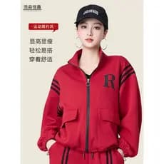Novo estilo versão coreana esportes gola alta jaqueta com zíper roupas de dança quadrada solta mais magro olhar All-Matc