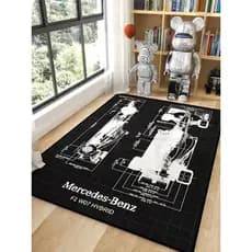 Mercedes-Benz F1 Racing Carpet Mercedes-Benz Fórmula Estilo Industrial Sala de Jogos Design Desenhos Tapete de Sala de E