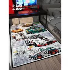 Porsche 935 Leman Martini Racing Carpet 911 Japonês Simples Sala de estar Quarto Cabeceira Sala de Jogos Tapete