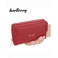 Baellery novo estilo senhoras carteira curta versão coreana grande capacidade três vezes zíper bolsa de moedas padrão se