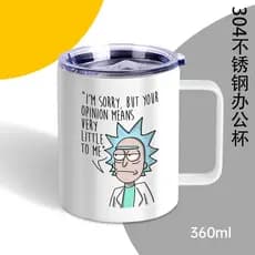 304 copo térmico Rick e Morty copo Anime periférico com alça copo de escritório copo de café americano copo de água