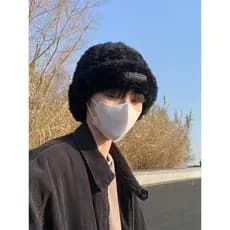 Chapéu de lã preta outono inverno masculino malha Toe boné quente pelúcia frio chapéu grande circunferência da cabeça ch