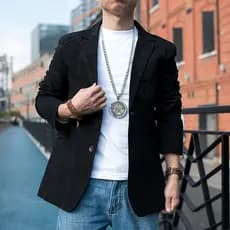 Versão coreana magro-ajuste pequeno terno masculino primavera outono jaqueta versão coreana Casual terno de algodão negó