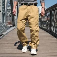 Primavera outono puro algodão solto em linha reta calças masculinas cityboy Plus Size calças casuais com zíper bolso mac