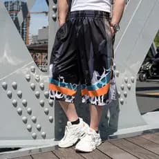 Hip Hop plus size Shorts de basquete Streetball solto calças esportivas na moda gordo plus size calças cortadas verão go