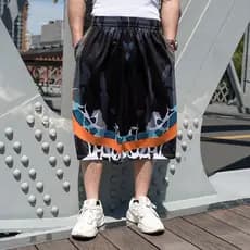 Shorts esportivos de verão masculino Plus Size sobre o joelho calças de basquete Hip-Hop solto calças grandes rua bola c